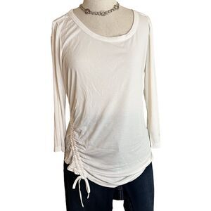 zuba Athletic Performance Wear White top with adjustable roushing. NWOT